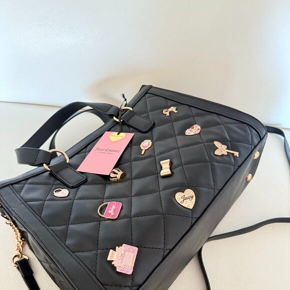 NWT JUICY COUTURE JUICY GIRL ONLY TOTE CROSSBODY BAG W CHARM BLACK - Picture 4 of 7